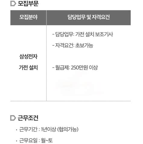 삼성 가전제품 설치 보조 기사 구합니다 충청남도 아산시 배방읍 당근알바