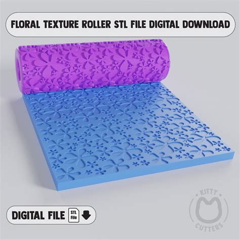 Flower Texture Roller Stl Floral Texture Roller Stl Polymer Clay