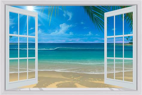 Paradise Beach White Paneled Window Mural - 3 sizes available - Murals 101