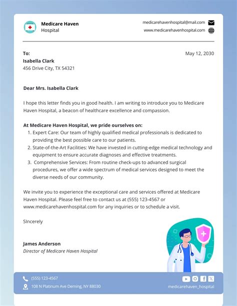 White And Blue Hospital Letterhead Venngage