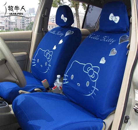 75 28 Lovely Hello Kitty Polyester Fabric Auto Cushion Universal Car Seat Covers 10pcs Dark