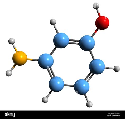 3D image of Aminophenol skeletal formula - molecular chemical structure of 3-Aminophenol ...