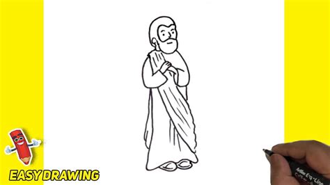 How To Draw Saint Joseph Step By Step Saint Joseph Easy Line Drawings