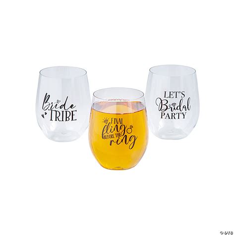 Bachelorette Party Stemless Plastic Wine Glasses 12 Pc Oriental