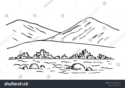 Simple Black Outline Vector Drawing Nature And Royalty Free Stock