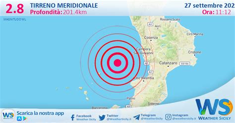 Scossa Di Terremoto Magnitudo 2 8 Nel Tirreno Meridionale MARE