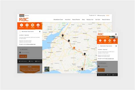 RAC Route Planner Responsive Web Design on Behance