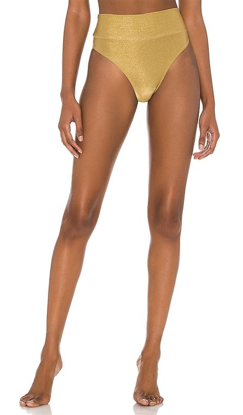 Shani Shemer Oro High Rise Bikini Bottom In Gold Revolve