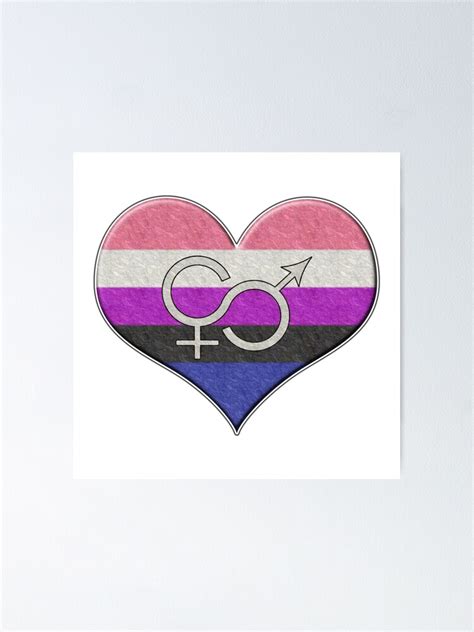 Large Gender Fluid Pride Flag Colored Heart With Ace Symbol Poster