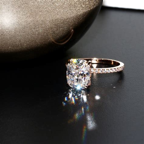 3ct Elongated Cushion Hidden Halo Engagement Ring Earthena Jewelry