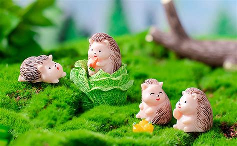 Besikikco 6pcs Miniature Hedgehog Mini Garden Herd Of