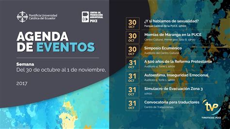 Agenda Eventos Semana Del 30 Del Octubre Al 3 De Noviembre 2017 YouTube