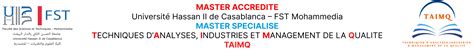 MASTER TECHNIQUES D ANALYSES INDUSTRIESET MANAGEMENT DE LA QUALITE TAIMQ