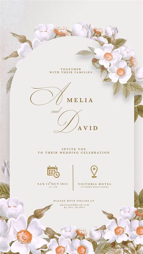 Premium PSD Digital Wedding Invitation With White Rose In 2024