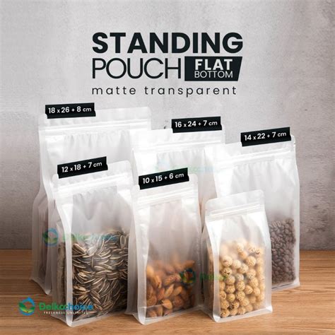 Jual Kemasan Plastik Standing Pouch Ziplock Flat Bottom Matte Doff