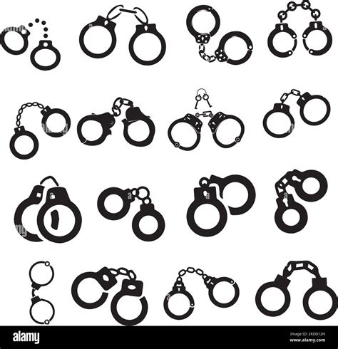 A Set Of Silhouette Clip Art Of Different Handcuffs Stock Vector Image