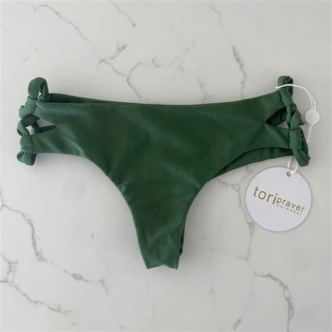 Tori Praver Swimwear Swim Tori Praver Forest Army Green Skimpy Bikini Bottom Size Medium Nwt