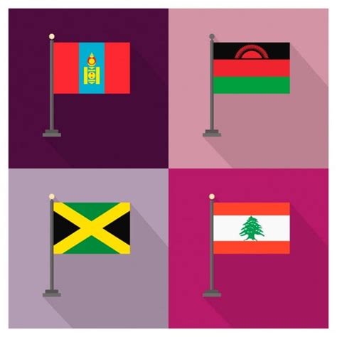 Mongolia Malawi Jamaica Lebanon Flags Eps Vector Uidownload