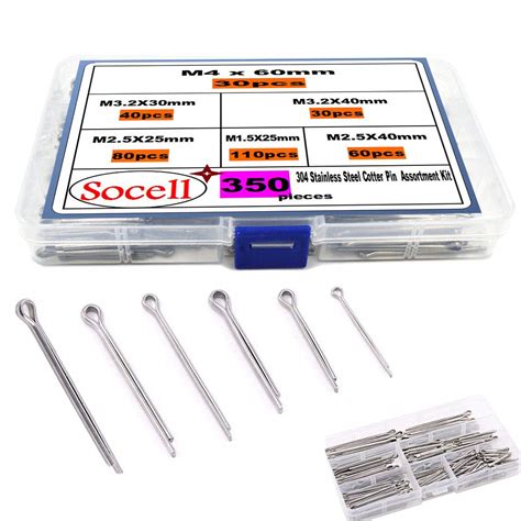 Socell Pcs Sizes Stainless Steel Cotter Pin Clip Key Fastner