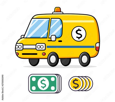 Cash In Transit Vehicle Isolated Money Delivery Van Truck Bank Car