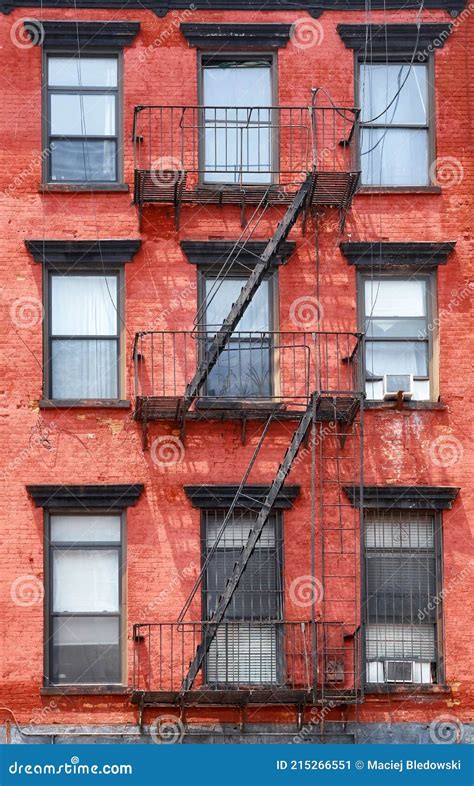 Old Red Brick Building With Fire Escape New York City Usa Stock Image