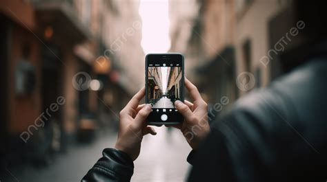 People Take A Picture With Their Cell Phone On An Urban Street