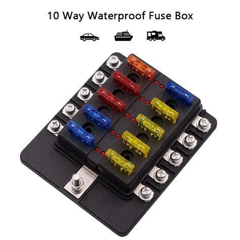 Wupp Way Blade Fuse Box Holder Block Case Terminals With Led Warning