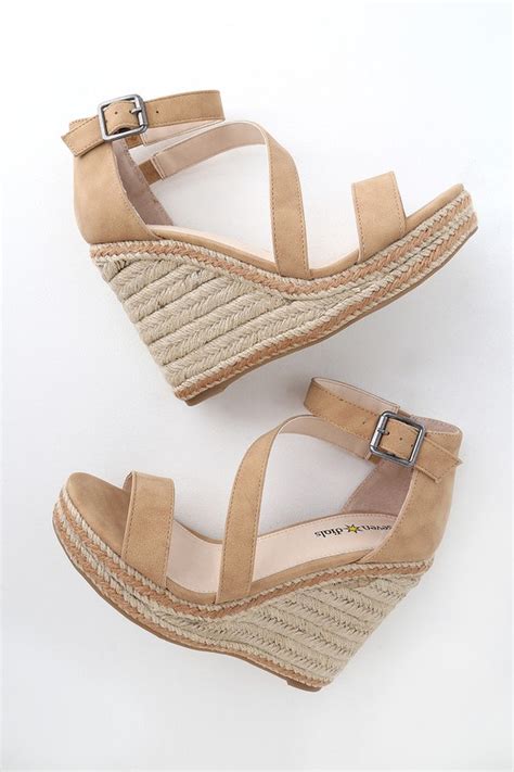 Cute Light Tan Wedges Espadrille Wedges Vegan Wedges Lulus