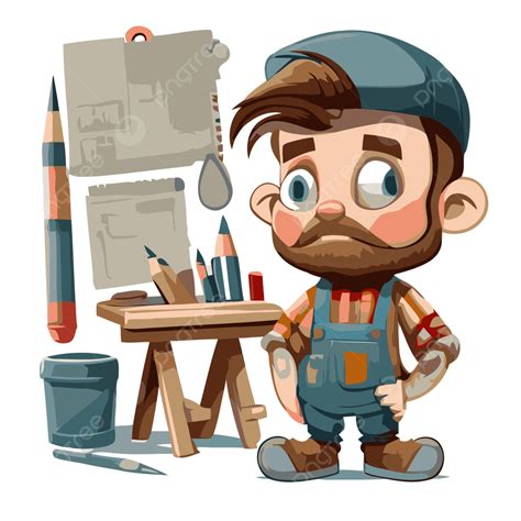 Inventor Ou Designer De Personagem De Clipart Aprendiz Png Ilustração