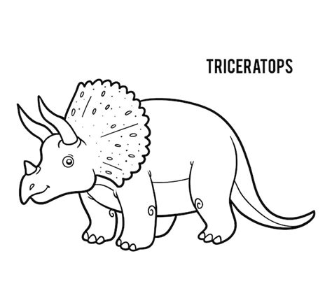 Livro De Colorir Para Crian As Desenho Animado Triceratops Vetor Premium