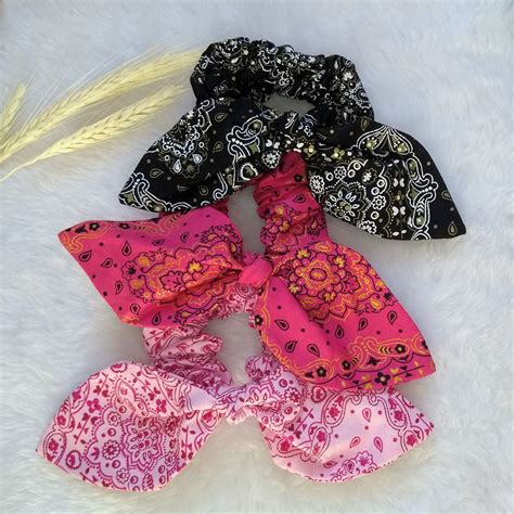 Kit Scrunchie Laço Folha Coleção Trio Bandana 1 Elo7