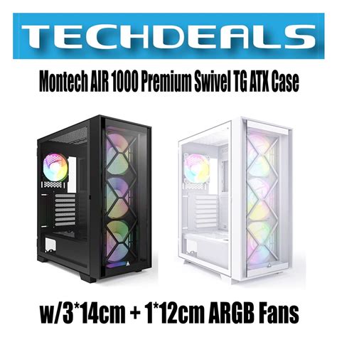 Montech Air 1000 Premium Swivel Tempered Glass Atx Case W314cm 112cm Argb Fans Shopee