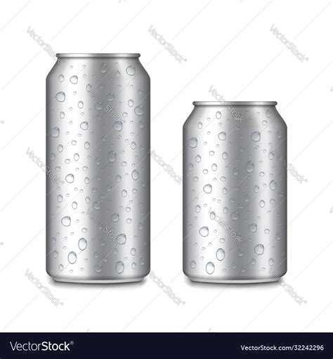 Aluminium Cans With Water Drops Mockup Package Vector Image