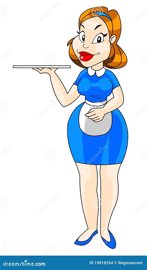 Waitress With A Tray Stock Vector Illustration Of Holding 19818334