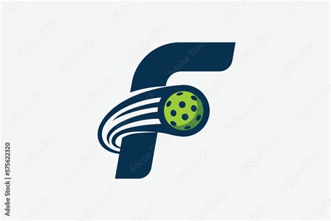 Pickleball Logo With A Combination Of Letter F And A Moving Ball For