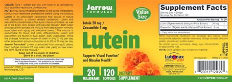 Lutein 20 Mg Zeaxanthin 4 Mg Jarrow Formulas 60 Softgels