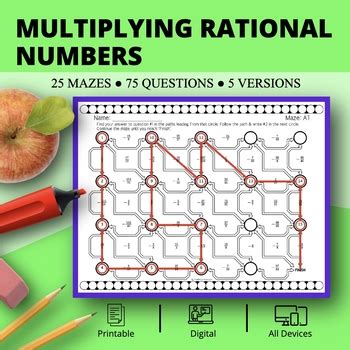 Multiplying Rational Numbers Maze Activity By Qwizy TPT