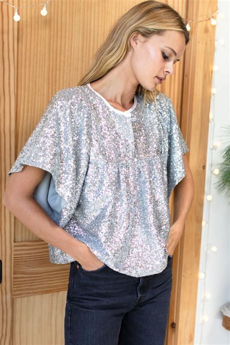 Marion Top - Silver Sequin | Silver sequin, Sequins, Cape style