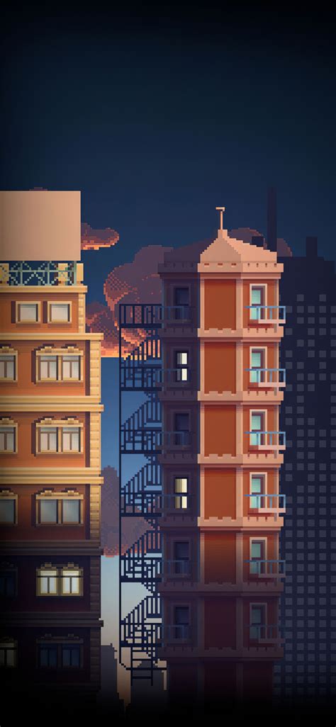 1125x2436 City Buildings Pixel Art 4k Iphone Xsiphone 10iphone X Hd