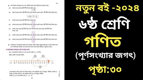 Class 6 Math Page ৩০ পৃষ্ঠা ষষ্ঠ গণিত ২০২৪ অধ্যায় ২ পূর্ণসংখ্যার জগৎ Youtube