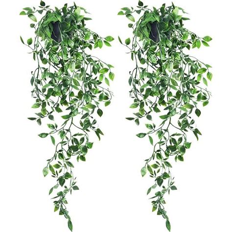 2Pcs Plante Artificielle Interieur Tombante Avec Pot Fausse Plante