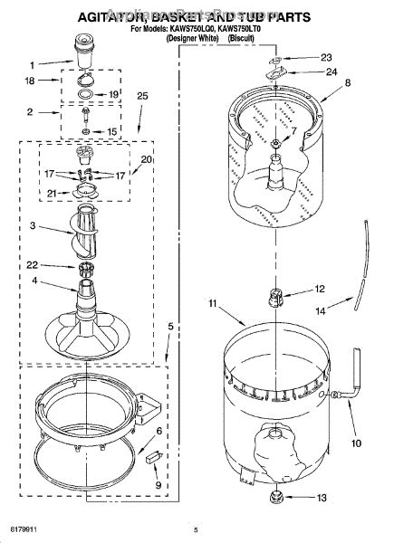 Parts For Kitchenaid Kaws750lq0 Agitator Basket And Tub Parts