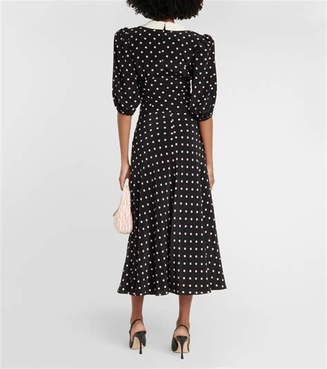 Alessandra Rich Polka Dot Silk Midi Dress Alessandra Rich