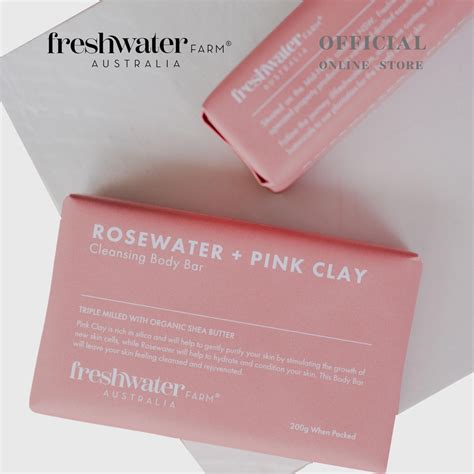 สบู่ Freshwater Farm Rosewater Pink Clay Cleansing Body Bar 200 กรัม