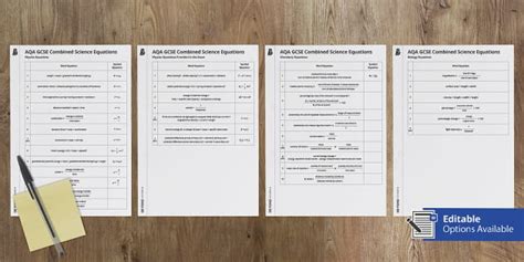 Combined Science Gcse Equations Sheet Beyond Twinkl