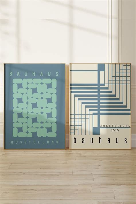 Bauhaus Printable Poster Set Of Mid Century Modern Print Etsy