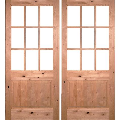 Knotty Alder Raised Lite Double Doors W Clear Beveled Glass Beveled