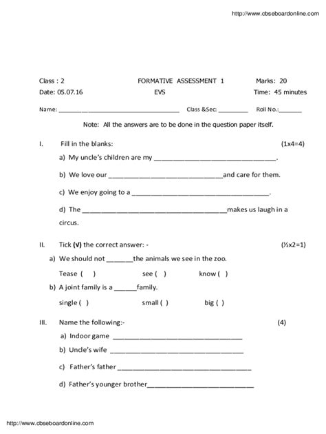 Fillable Online Cbse Class 2 English Question Paper Fa 1pdflinguistics Fax Email Print Pdffiller