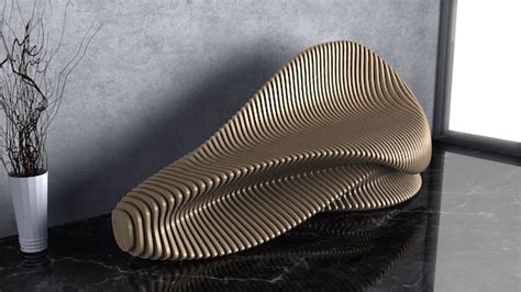 Parametric Wavy Wooden Furniture 26 Bench Design Cnc Files Etsy Canada