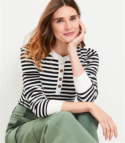 Striped Henley Sweatshirt